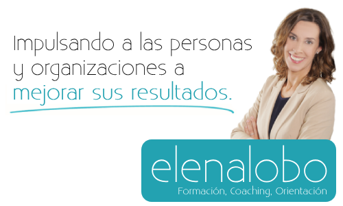 Banner con la foto y logo de Elena Lobo y el rótulo "Impulsando a las personas y organizaciones a mejorar sus resultados"